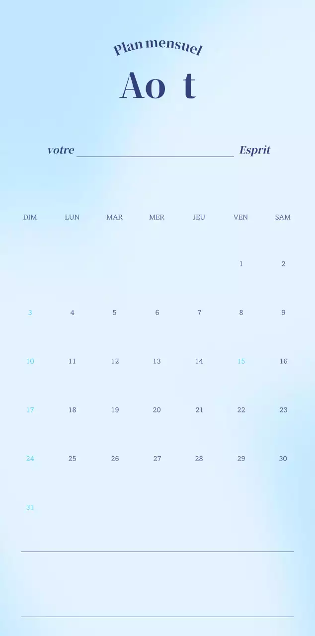 Calendrier minimaliste dégradé