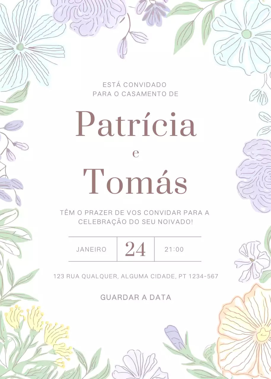 Convite de casamento branco e elegante