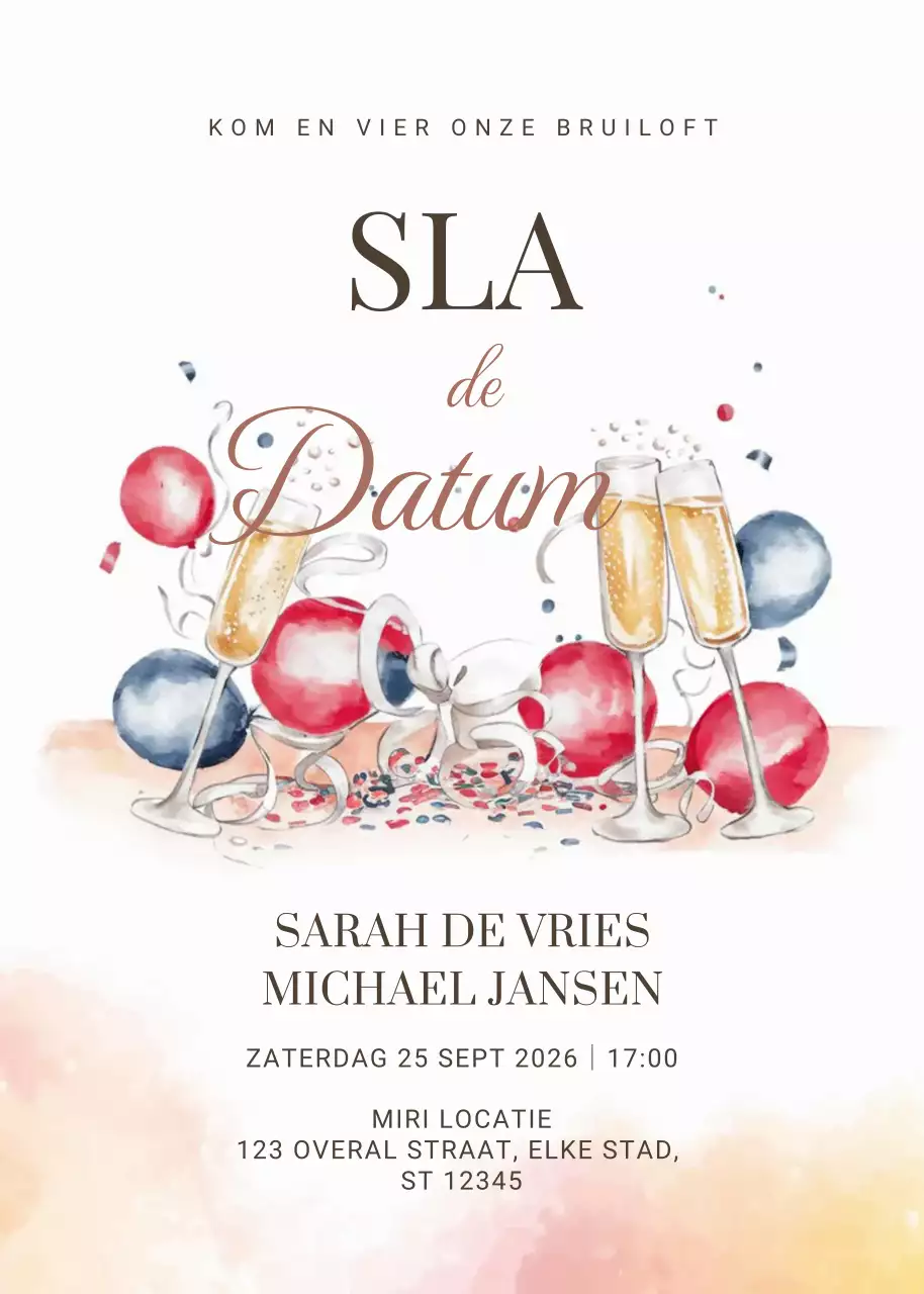 Rode elegante huwelijksuitnodiging