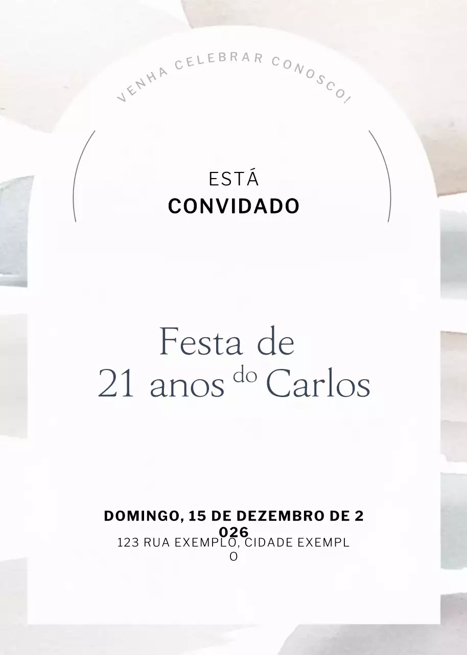 Convite de aniversário minimalista branco