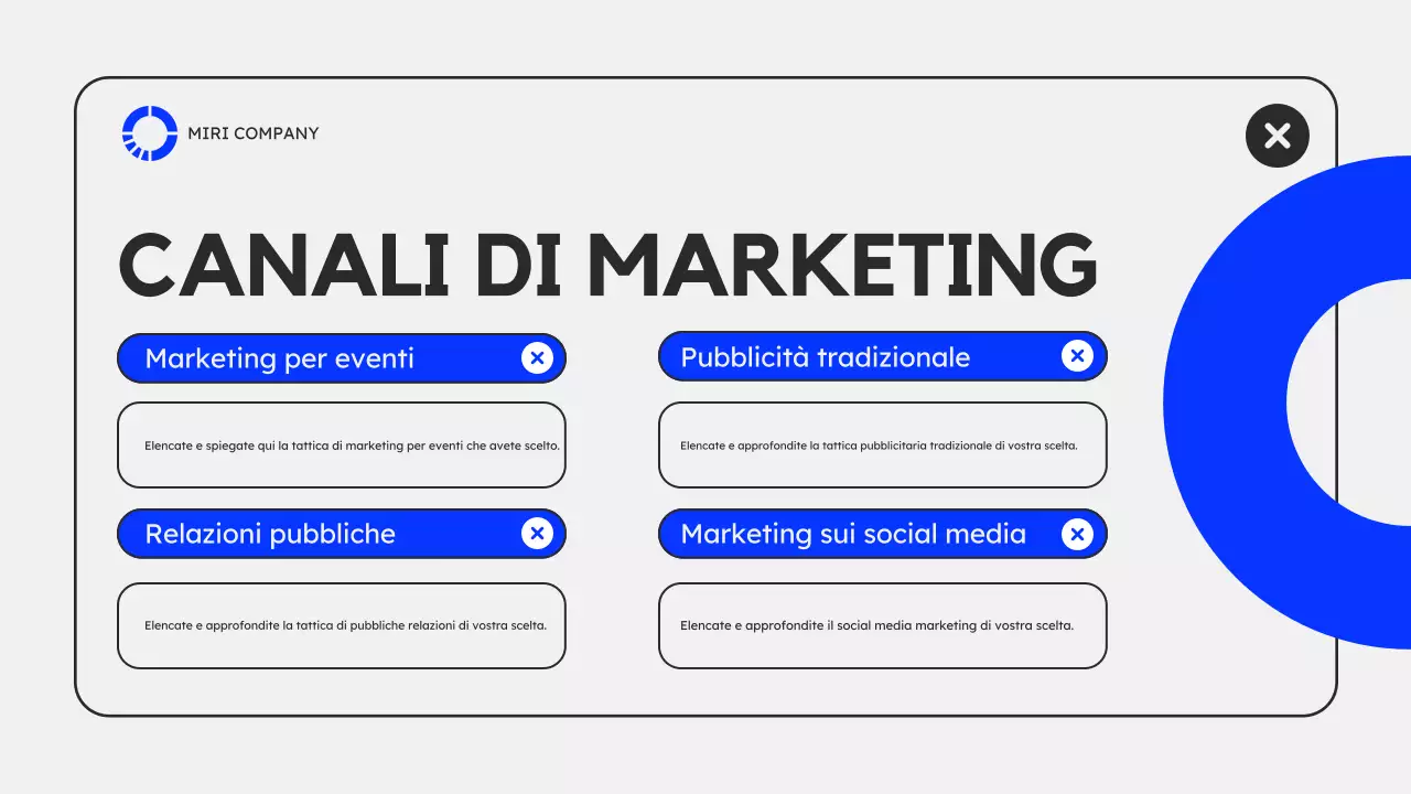 Presentazione del piano di marketing moderno grigio blu