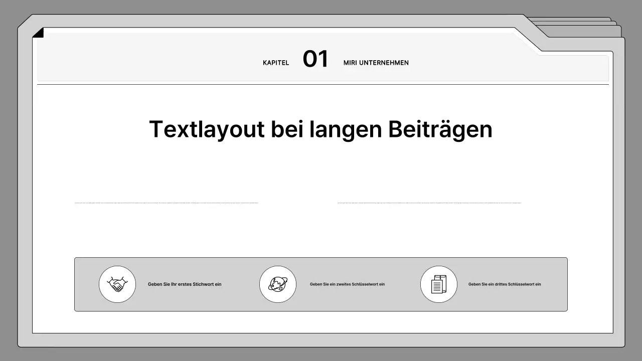 Schwarzer und weißer, sauber gerahmter Vorschlag in einem Aktenordner