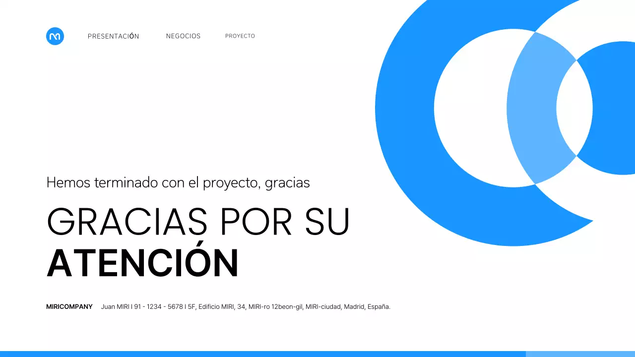 Un sencillo plan de empresa en blanco y azul