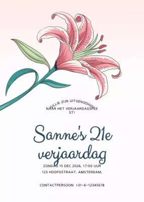 Roze gebloemde verjaardagsuitnodiging