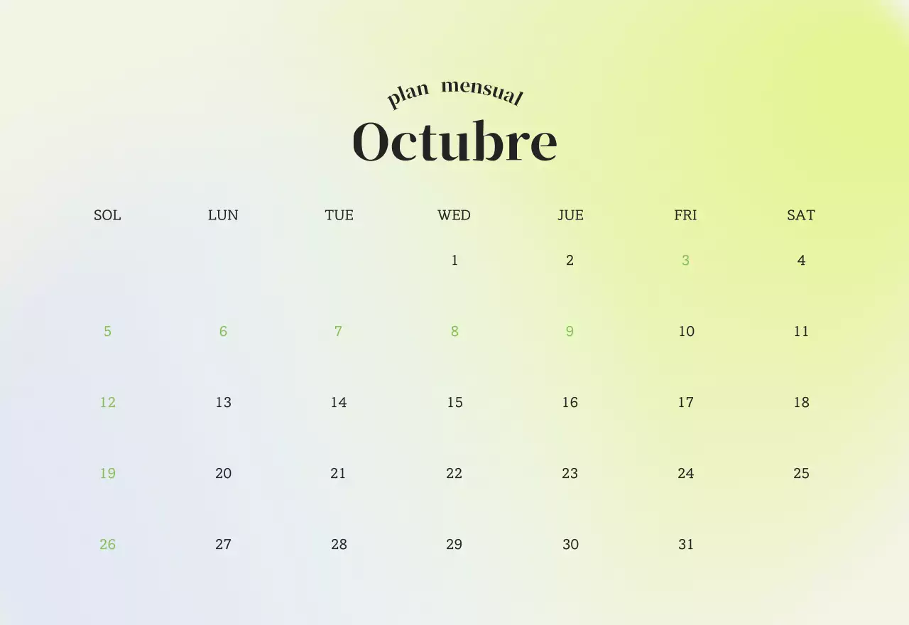 Calendario minimalista degradado