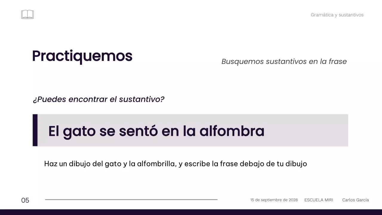 Material profesional minimalista para la clase de gramática de 1º de primaria