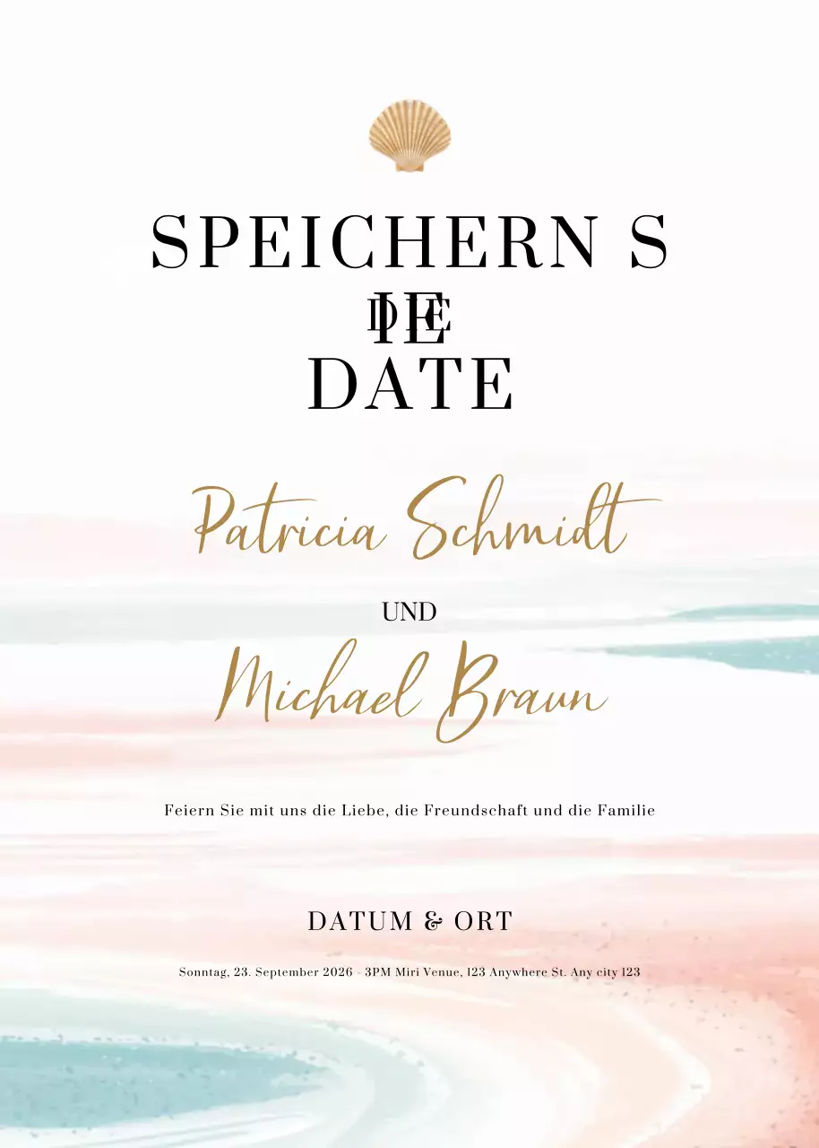 Pastellfarbene elegante Hochzeitseinladung