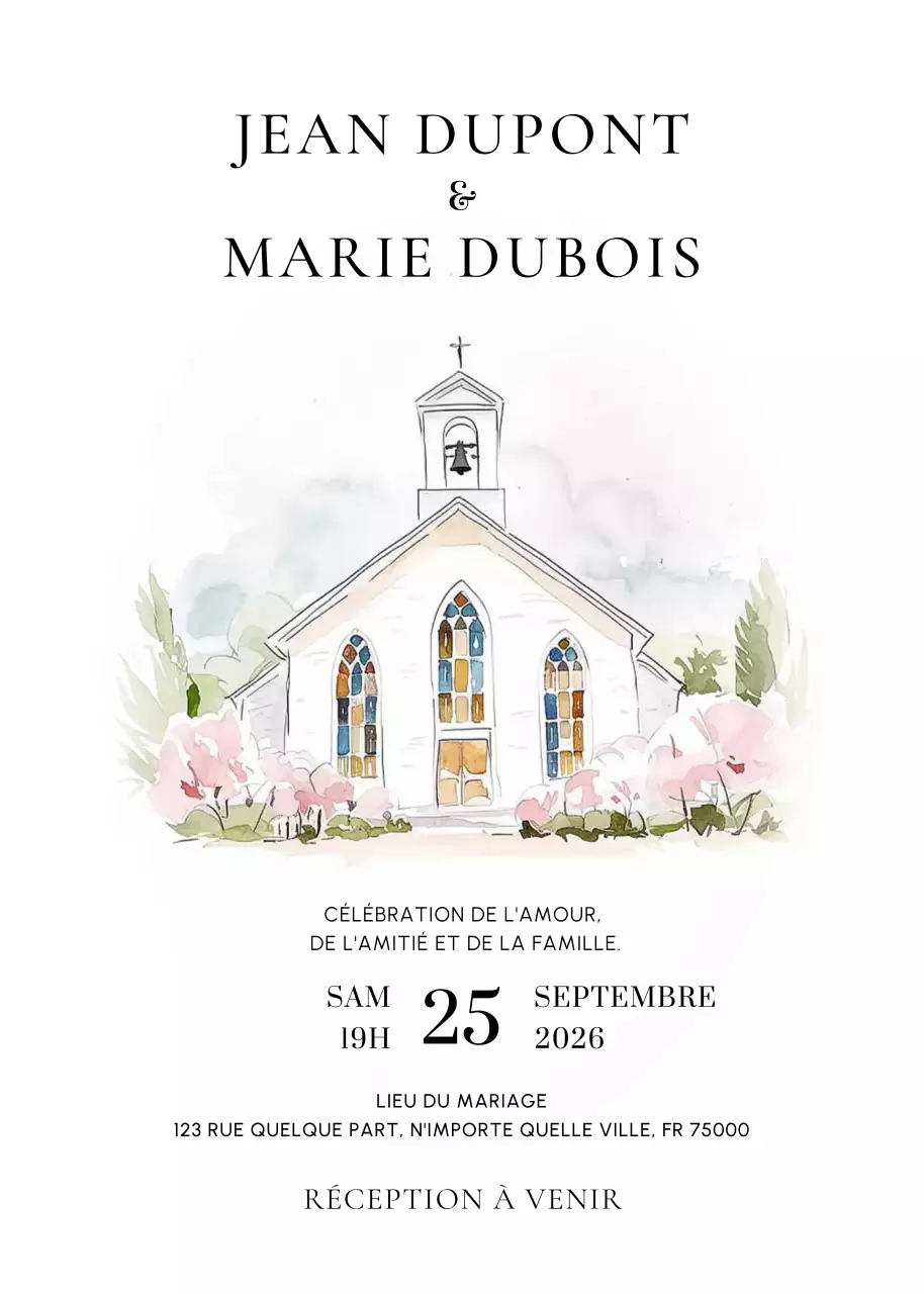 Invitation de mariage élégante et blanche