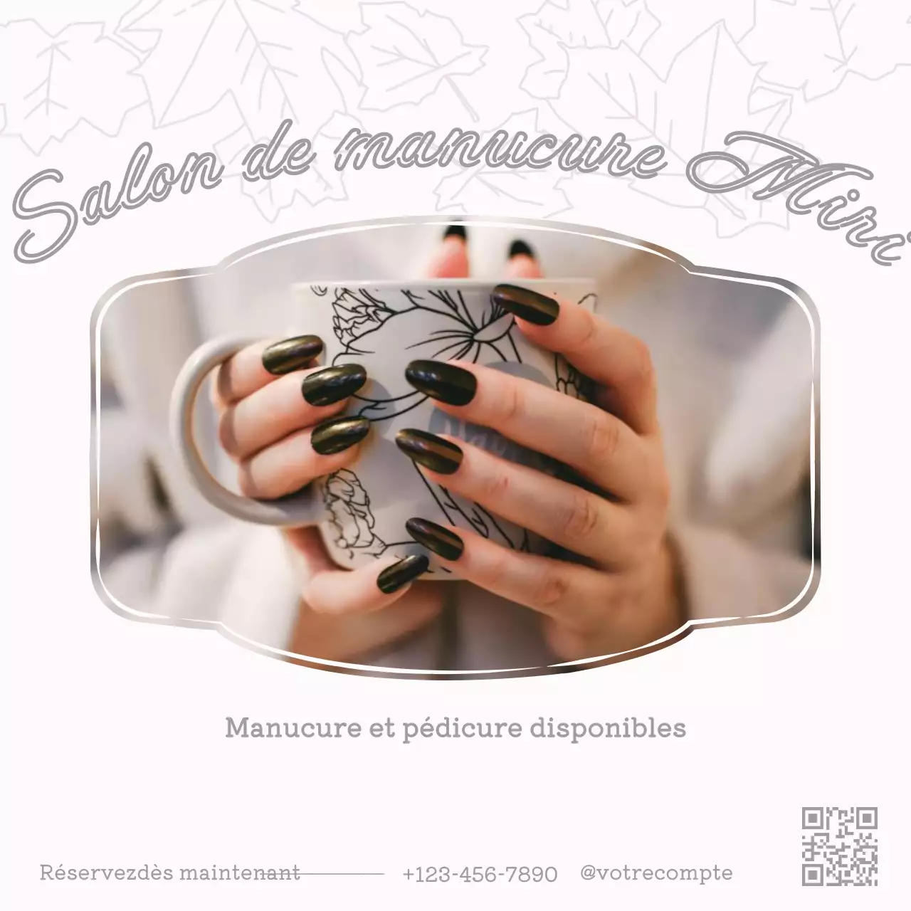 Poste de promotion d'un salon de manucure doux et élégant