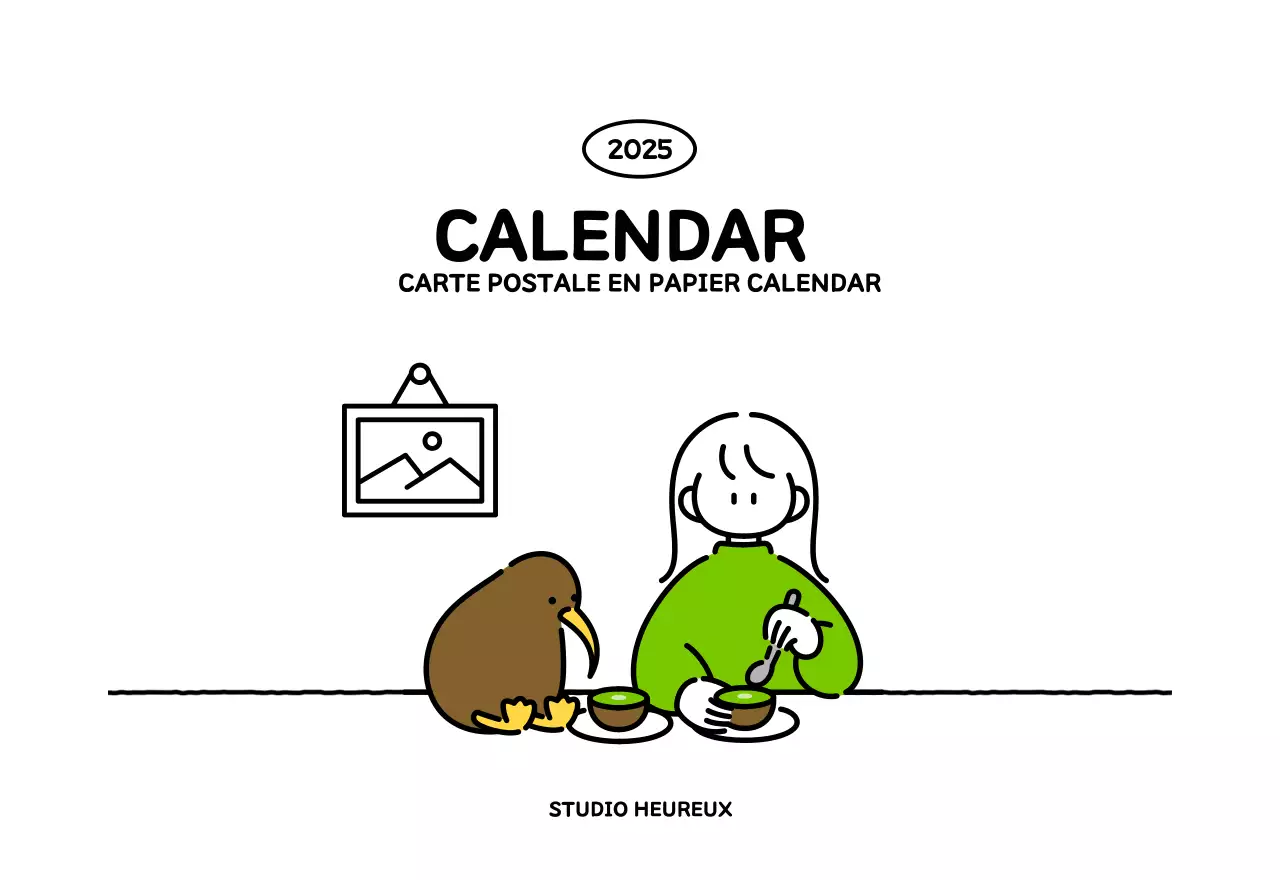 Calendrier illustré avec un joli style de lignes