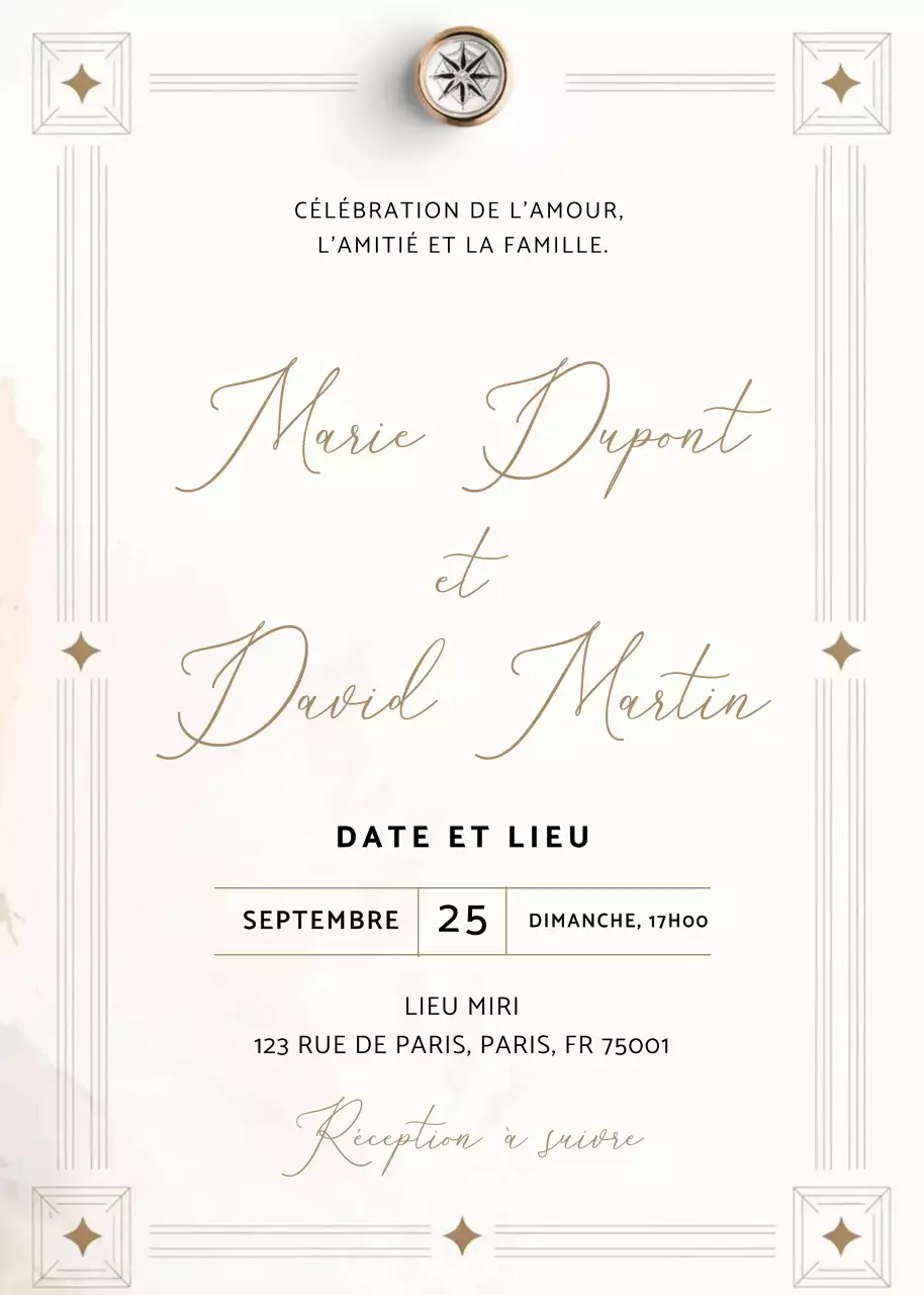 invitation de mariage beige et élégante