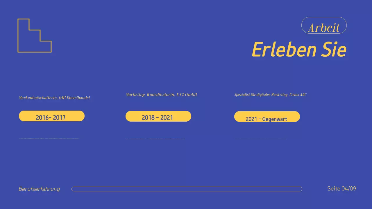 Blau-Gelb Professionelle kreative Portfolio-Präsentation