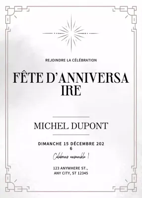Invitation d'anniversaire minimaliste blanche