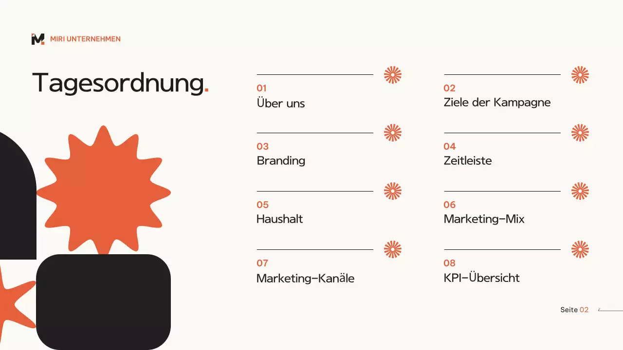 Orange-beige moderner Marketingplan geometrisch