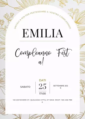 invito di compleanno elegante in oro