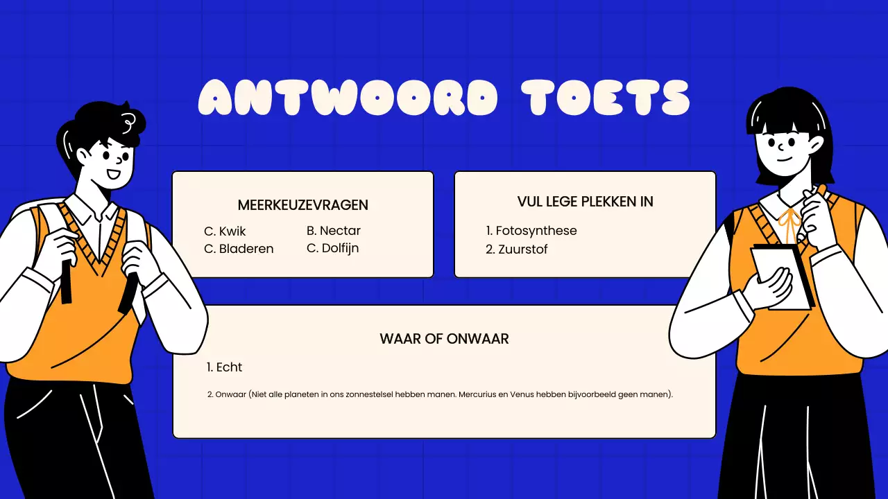 Blauwe Speelse Quiz Tijd School Presentatie