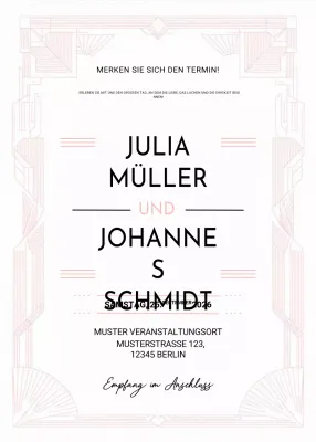 Geometrische Hochzeitseinladung in Weiß