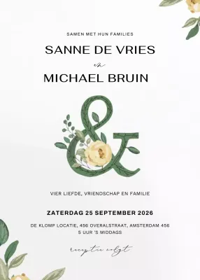 witte elegante huwelijksuitnodiging