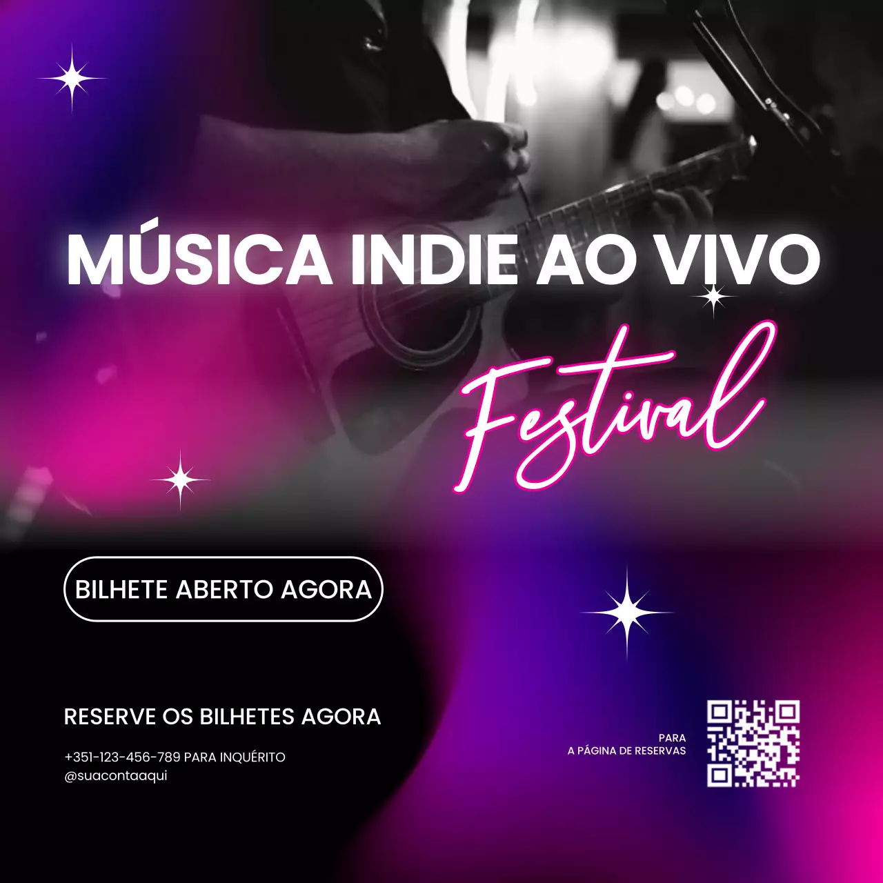 Promoção de música na moda com gradiente púrpura
