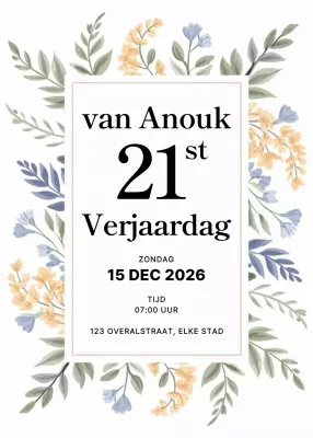 Beige gebloemde verjaardagsuitnodiging