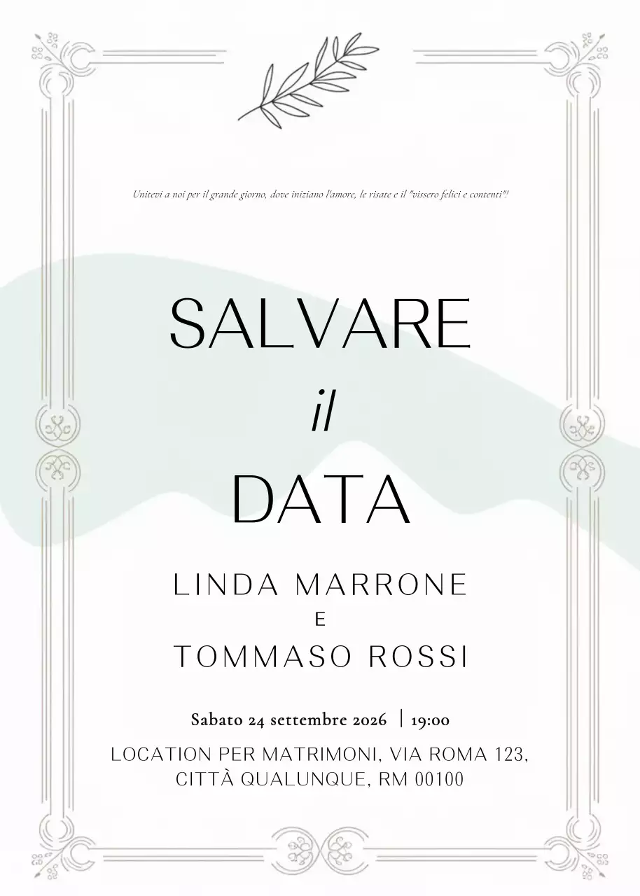 Invito di nozze elegante bianco