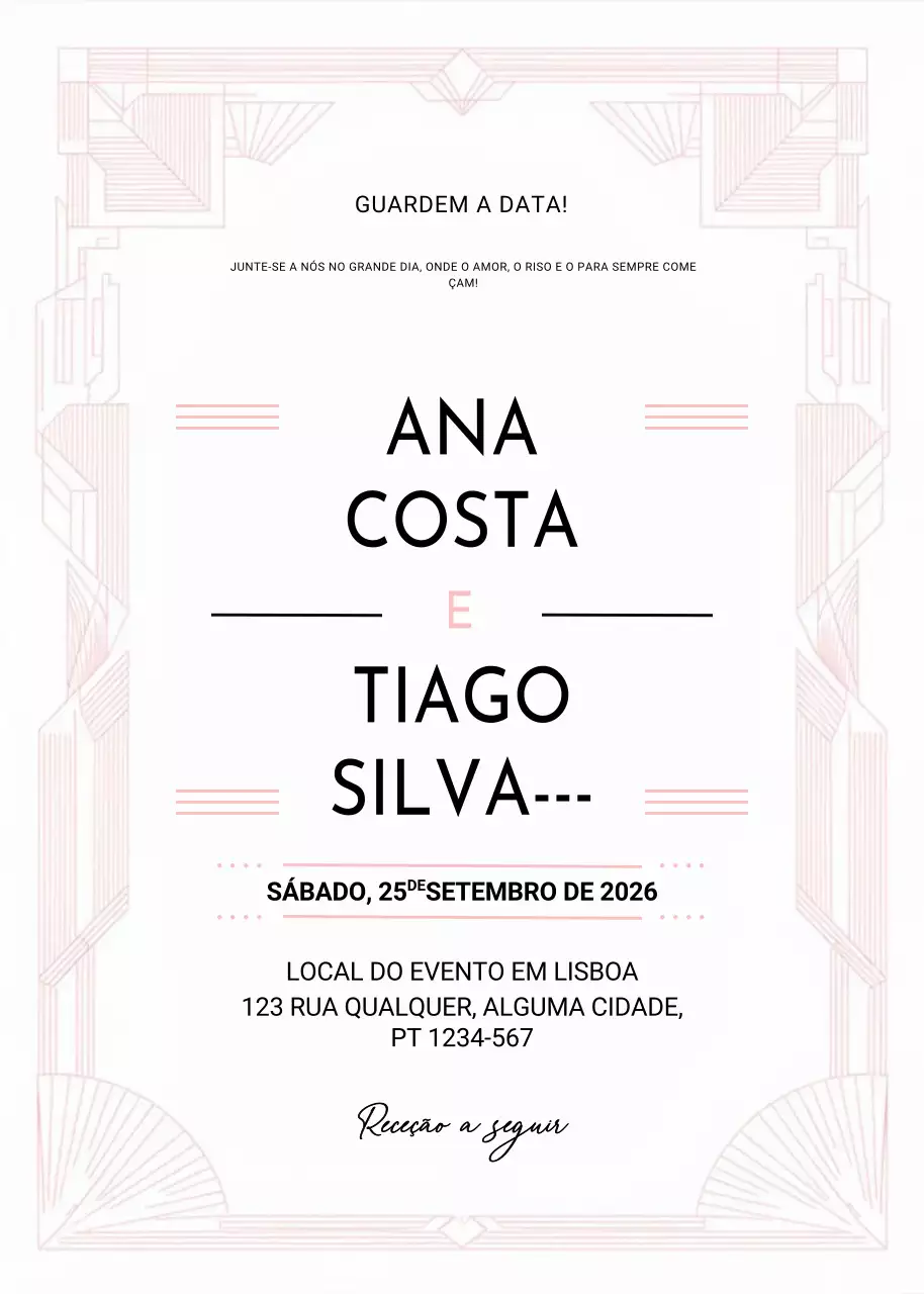 Convite de casamento geométrico branco