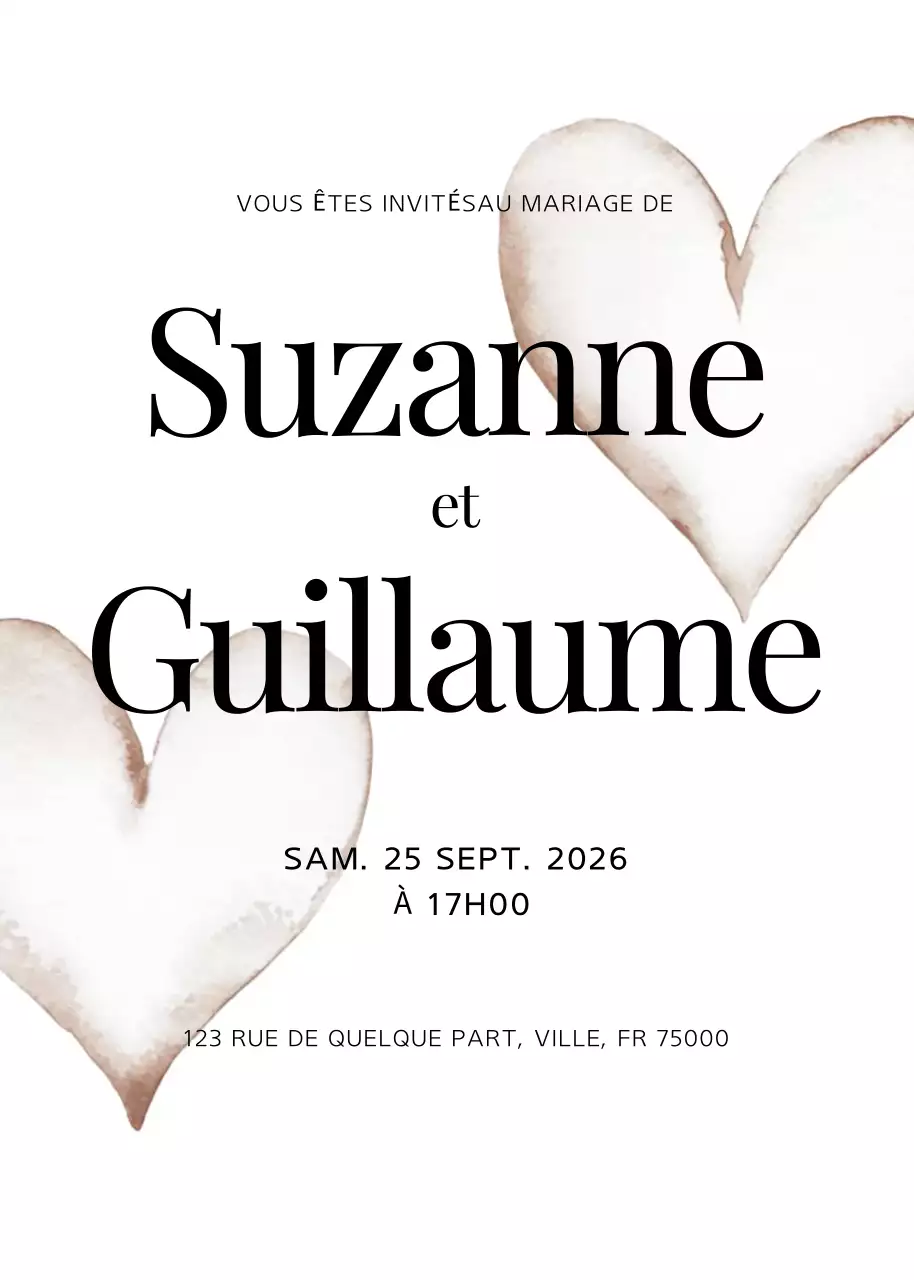 Invitation de mariage simple en beige