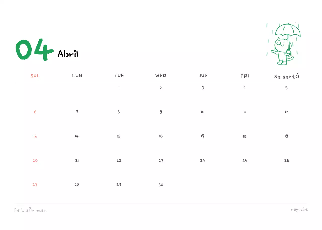 Calendario diario en marfil