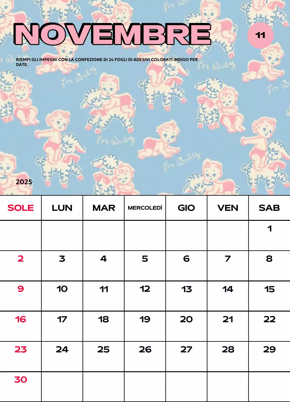 Calendari colorati con una varietà di illustrazioni retrò