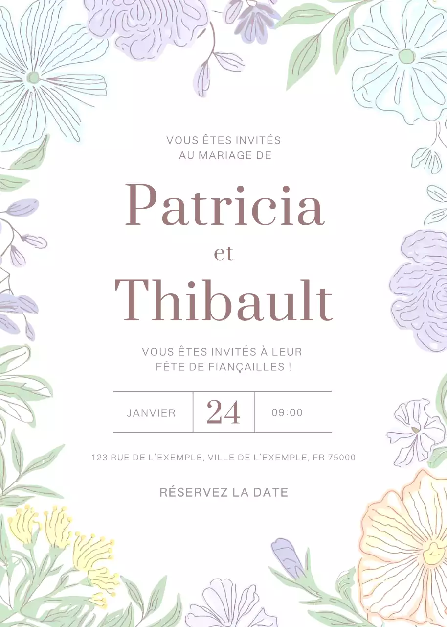 Invitation de mariage élégante et blanche