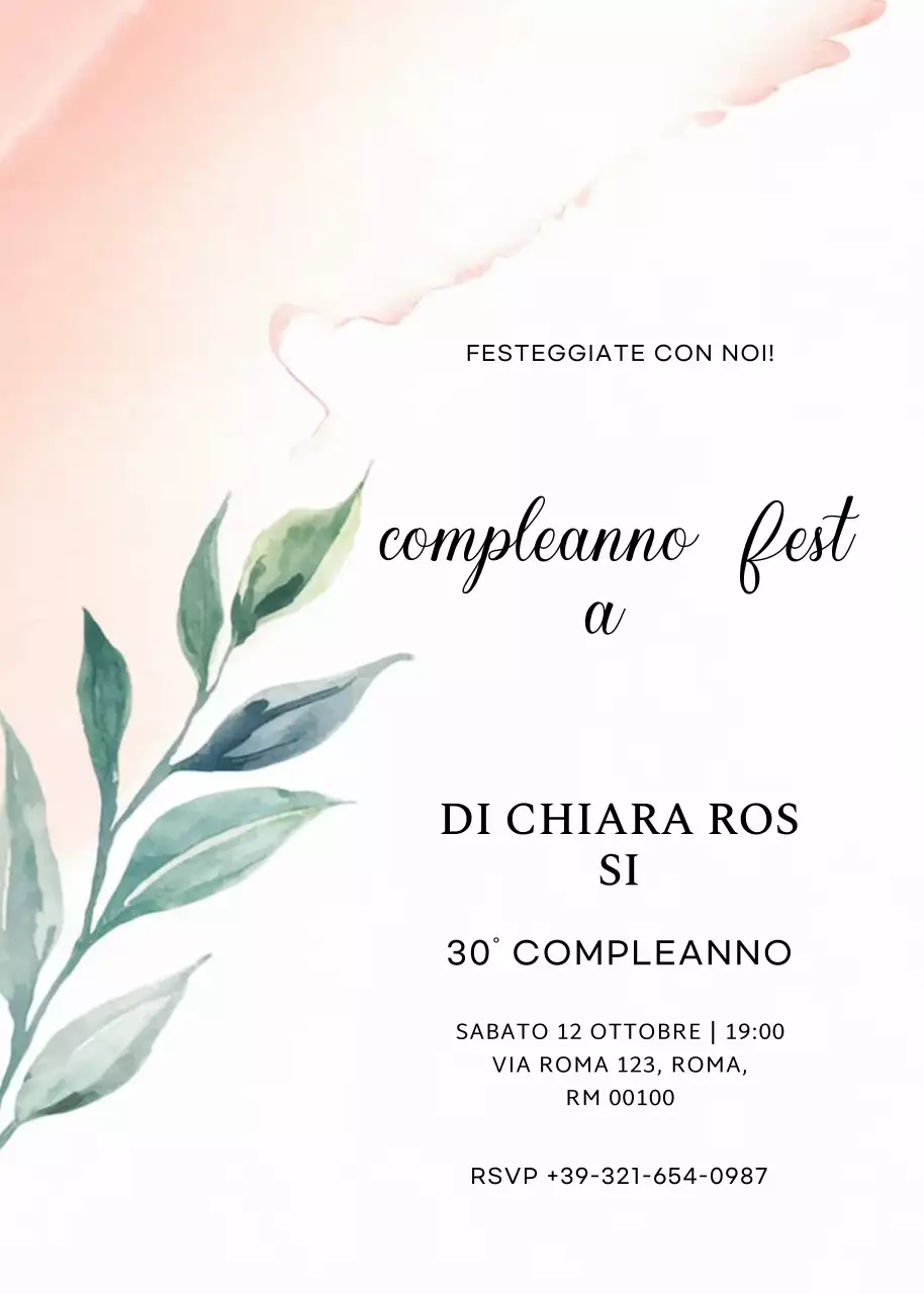 invito di compleanno elegante rosa
