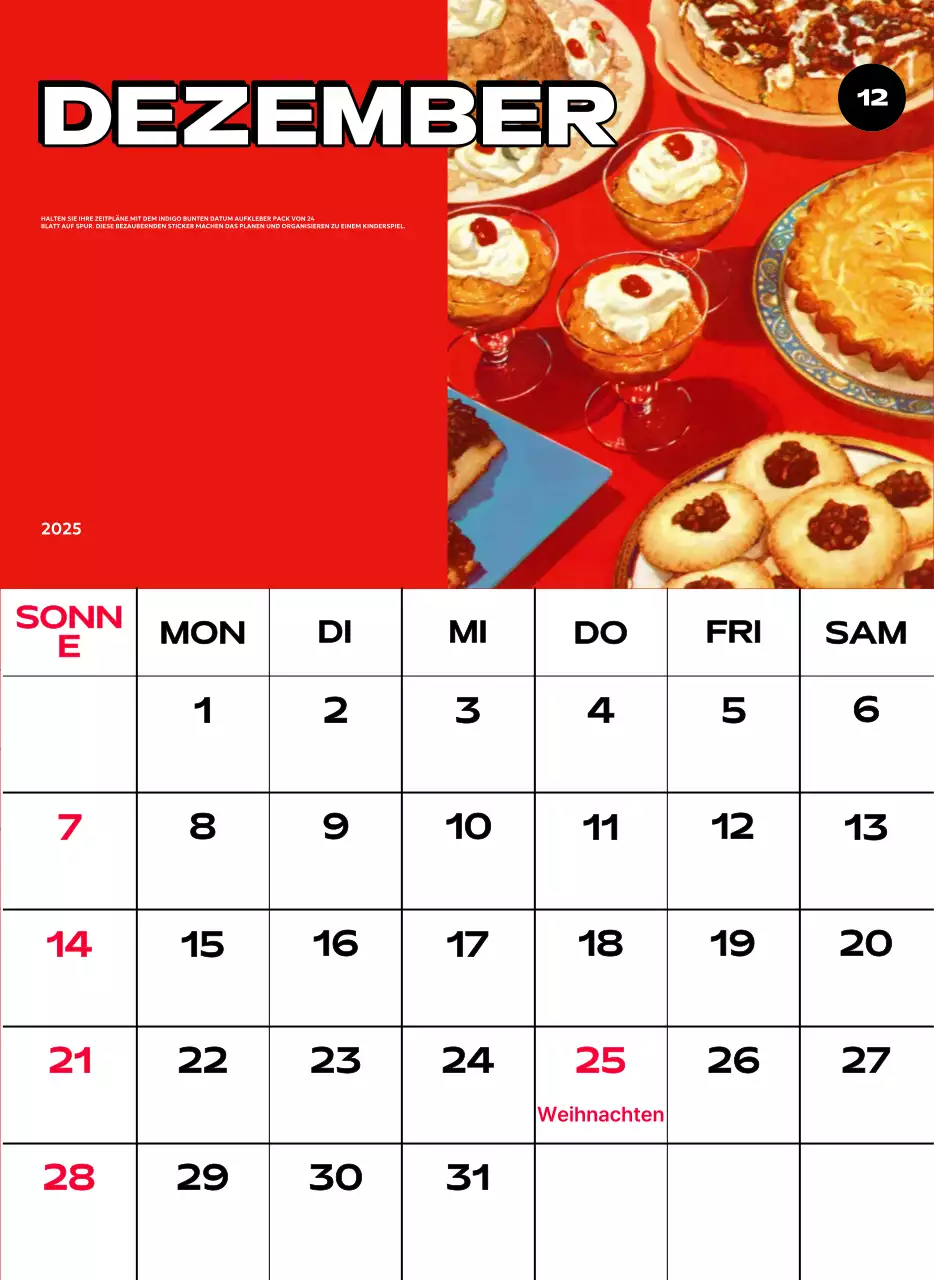 Bunte Kalender mit einer Vielzahl von Retro-Illustrationen