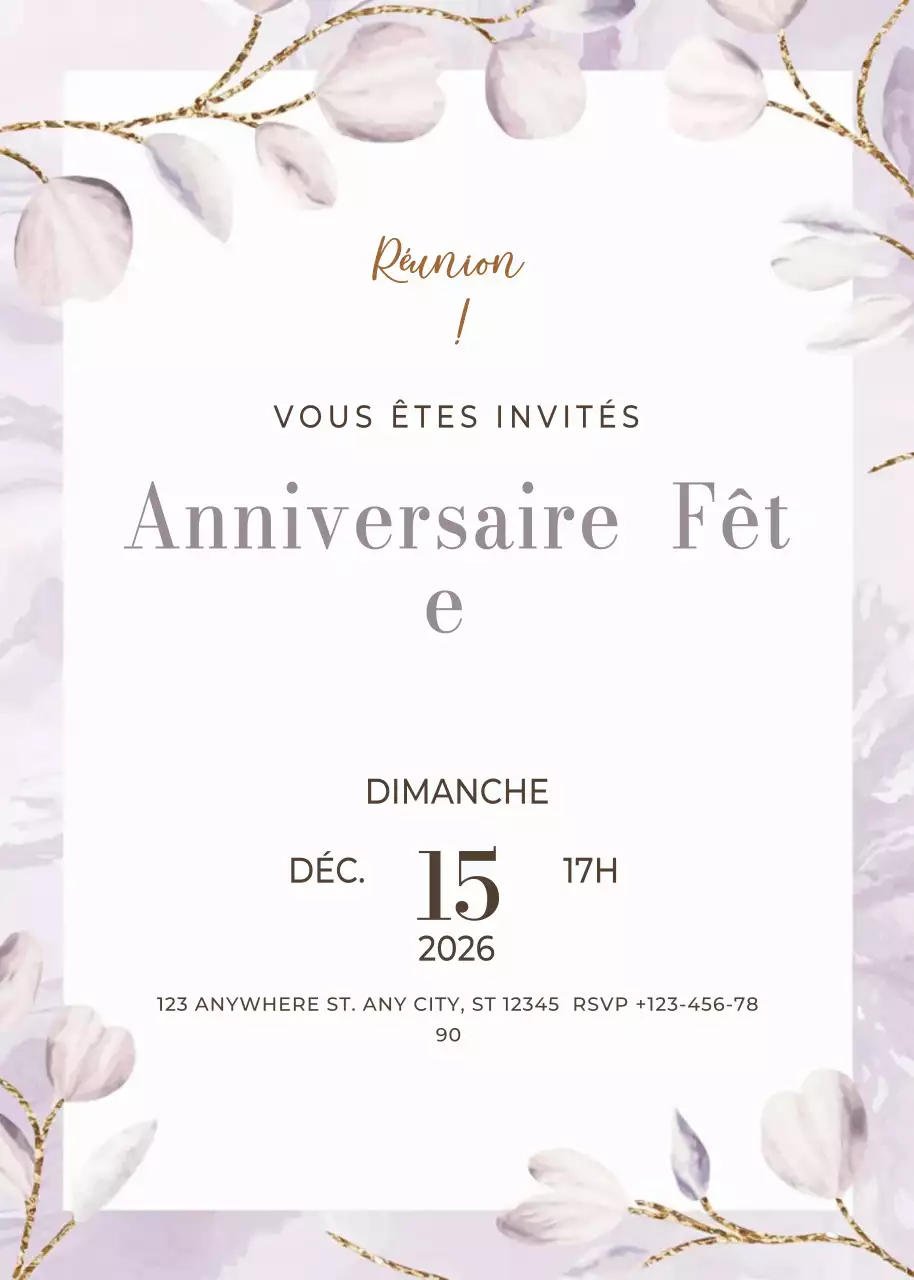 invitation d'anniversaire beige et élégante