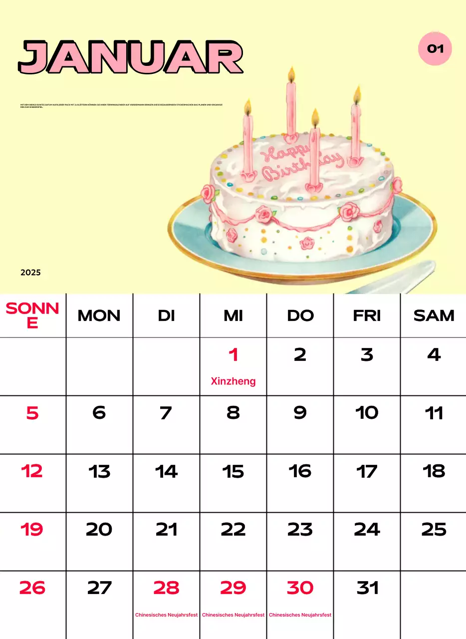 Bunte Kalender mit einer Vielzahl von Retro-Illustrationen