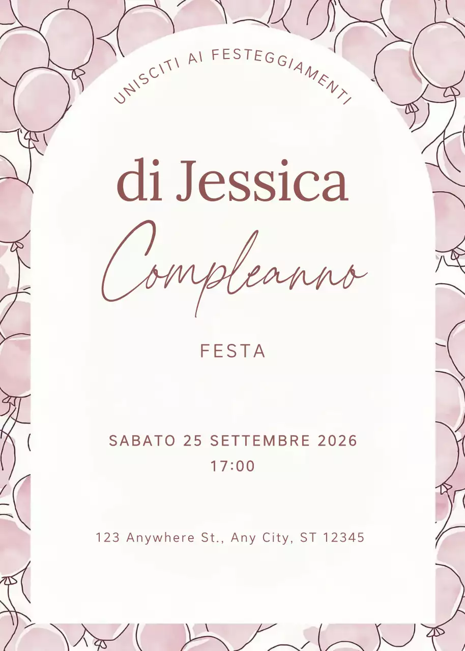 Invito di compleanno elegante rosa