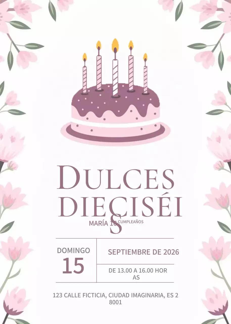 Invitación de cumpleaños rosa elegante
