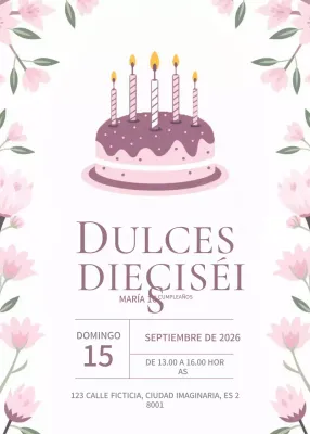 Invitación de cumpleaños rosa elegante