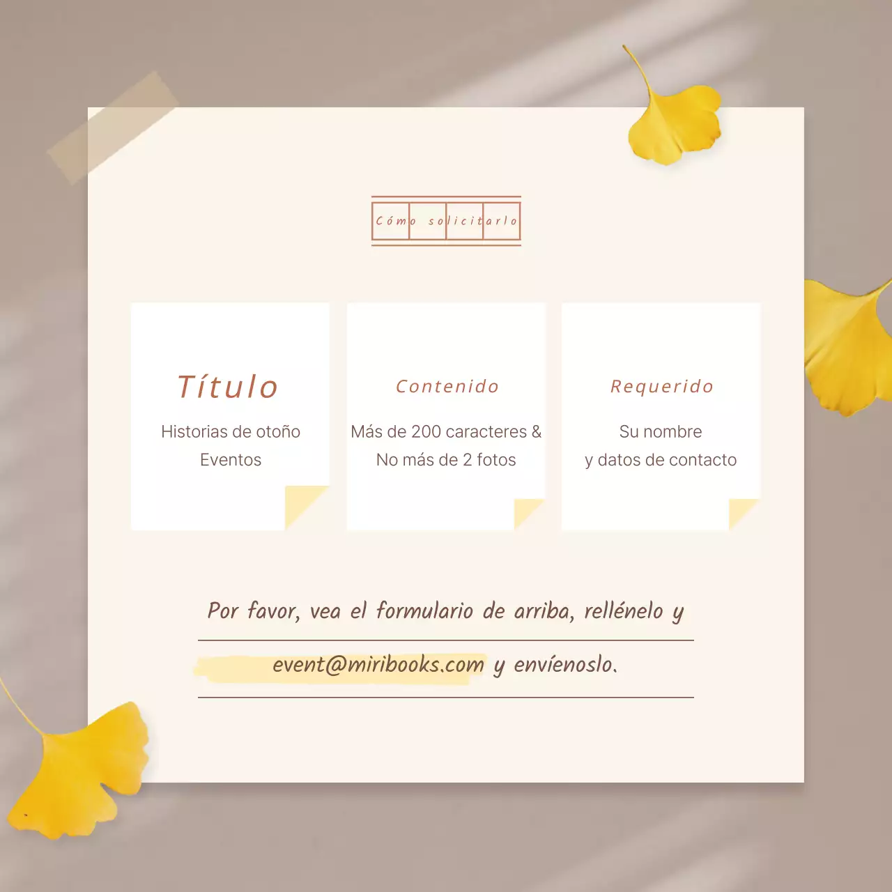 Promueva un evento otoñal vintage en beige