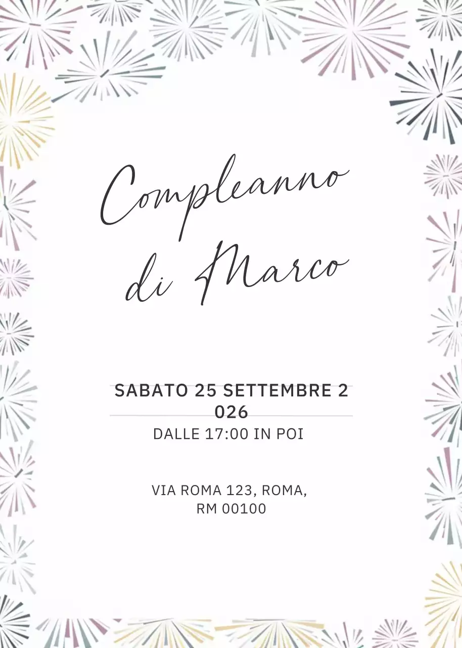 Invito di compleanno elegante e colorato