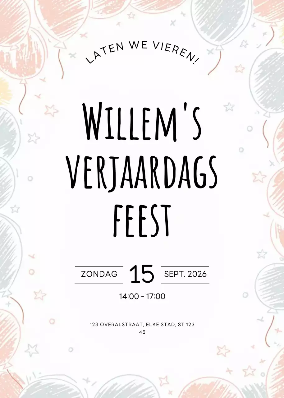 kleurrijke minimale verjaardagsuitnodiging