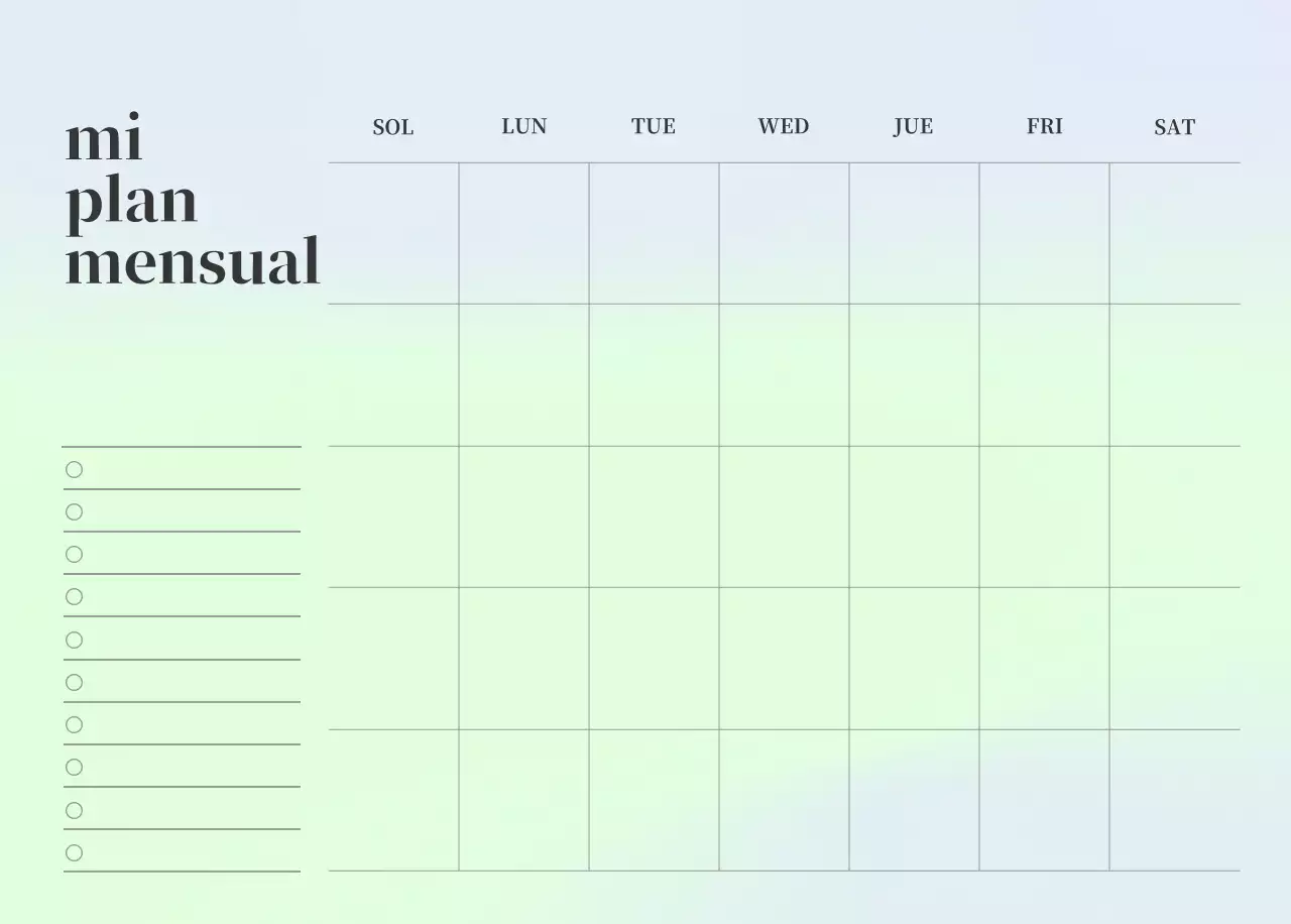 Calendario minimalista degradado