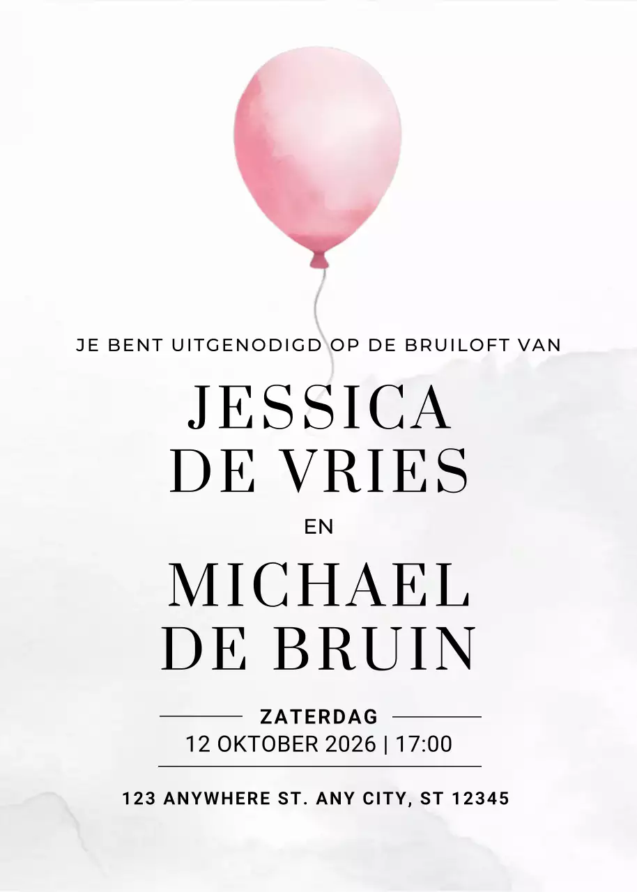 roze elegante huwelijksuitnodiging