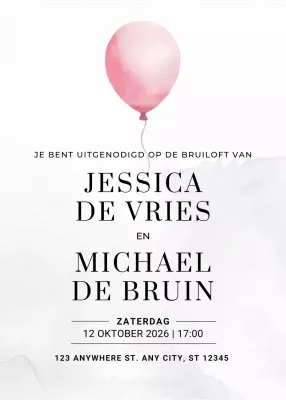 roze elegante huwelijksuitnodiging