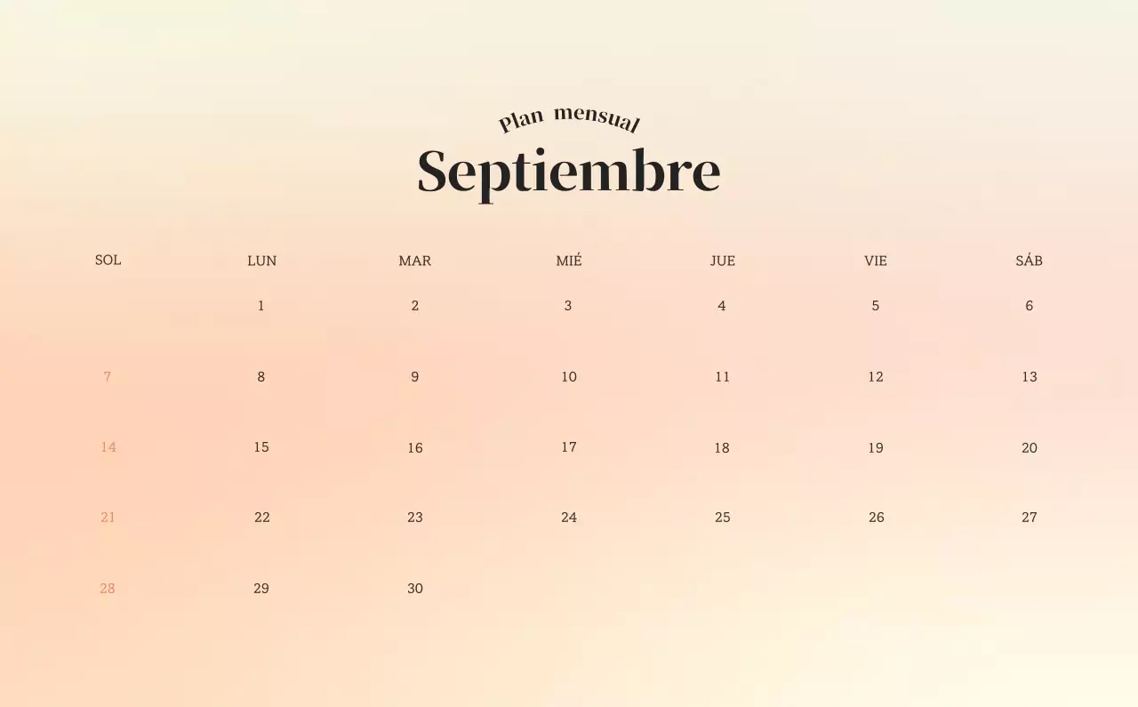 Calendario minimalista degradado