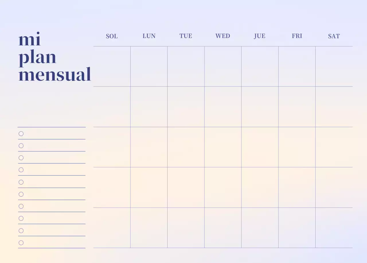 Calendario minimalista degradado