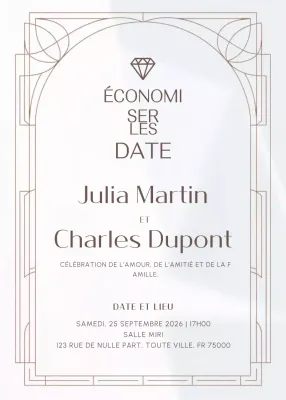 invitation de mariage élégante et blanche