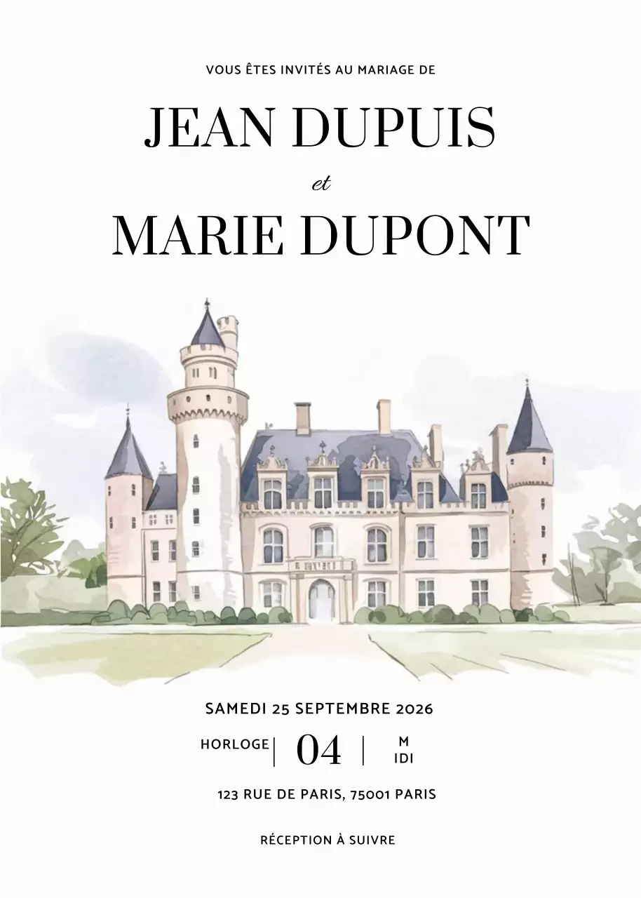 Invitation de mariage élégante et blanche