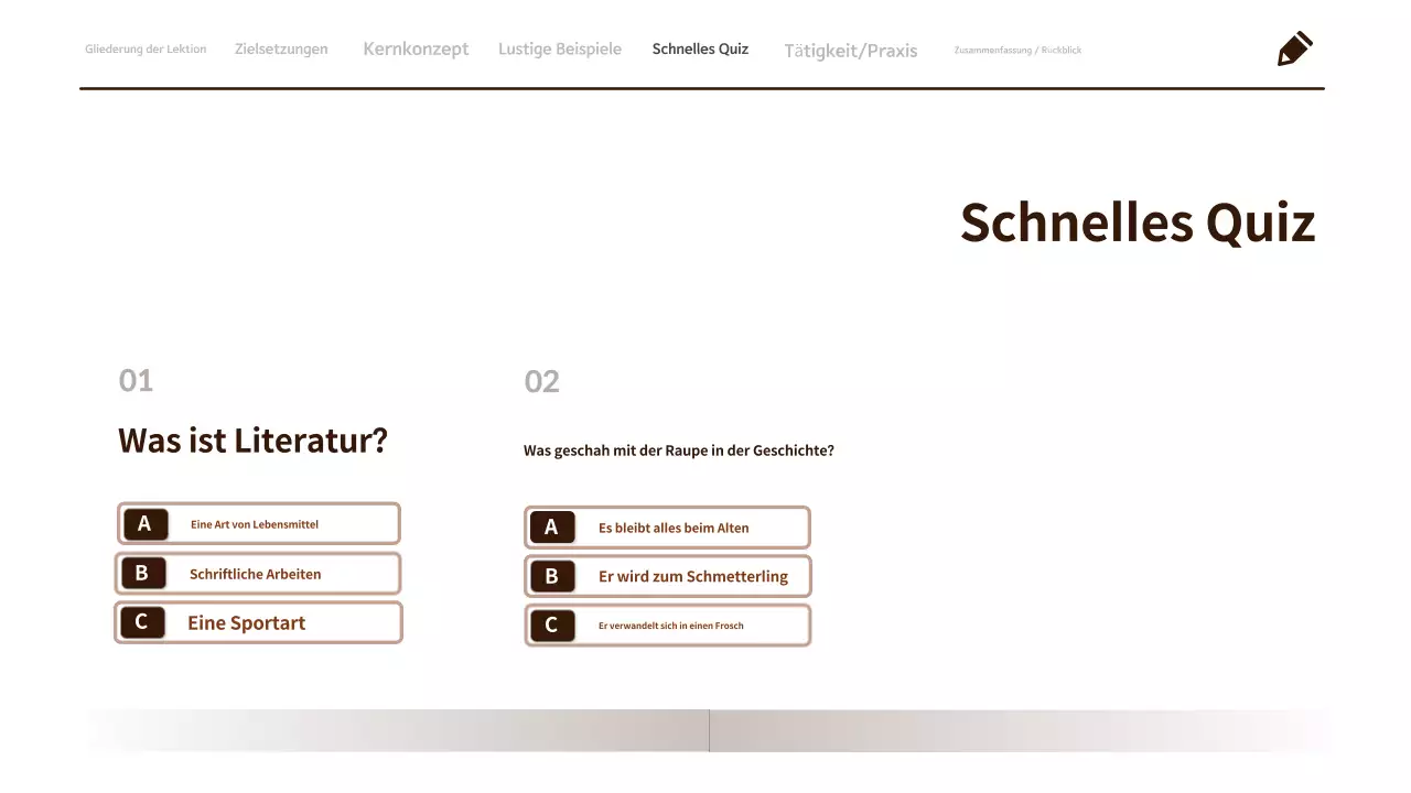 Minimalistisches, sauberes Unterrichtsmaterial für Sprache und Literatur in der 3.
