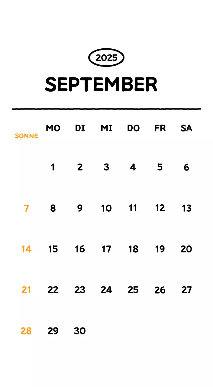 Illustrierter Kalender mit schönem Linienstil