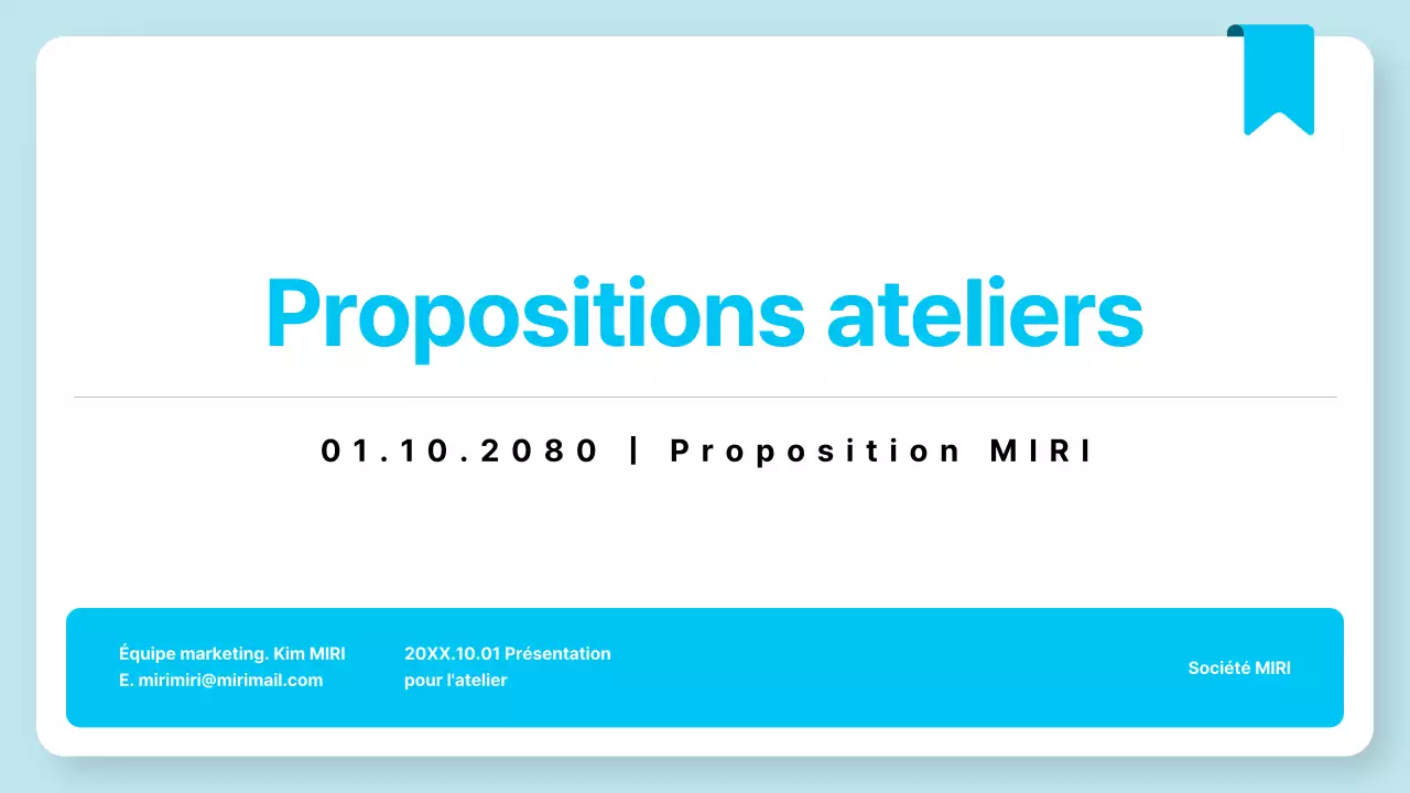 Proposition d'atelier simple bleu clair
